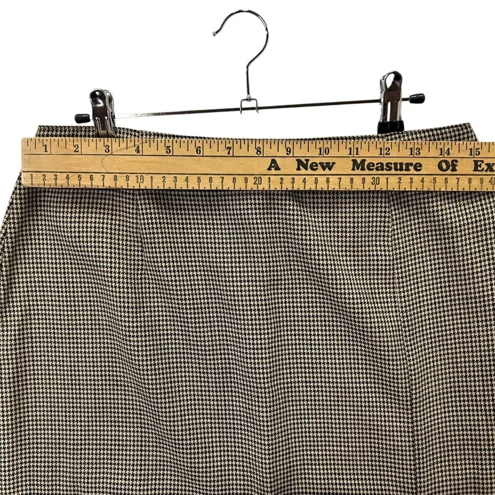 Houndstooth Midi Skirt 12 Academia Quiet Luxury Preppy 90s Heritage Old Money - Picture 5 of 9